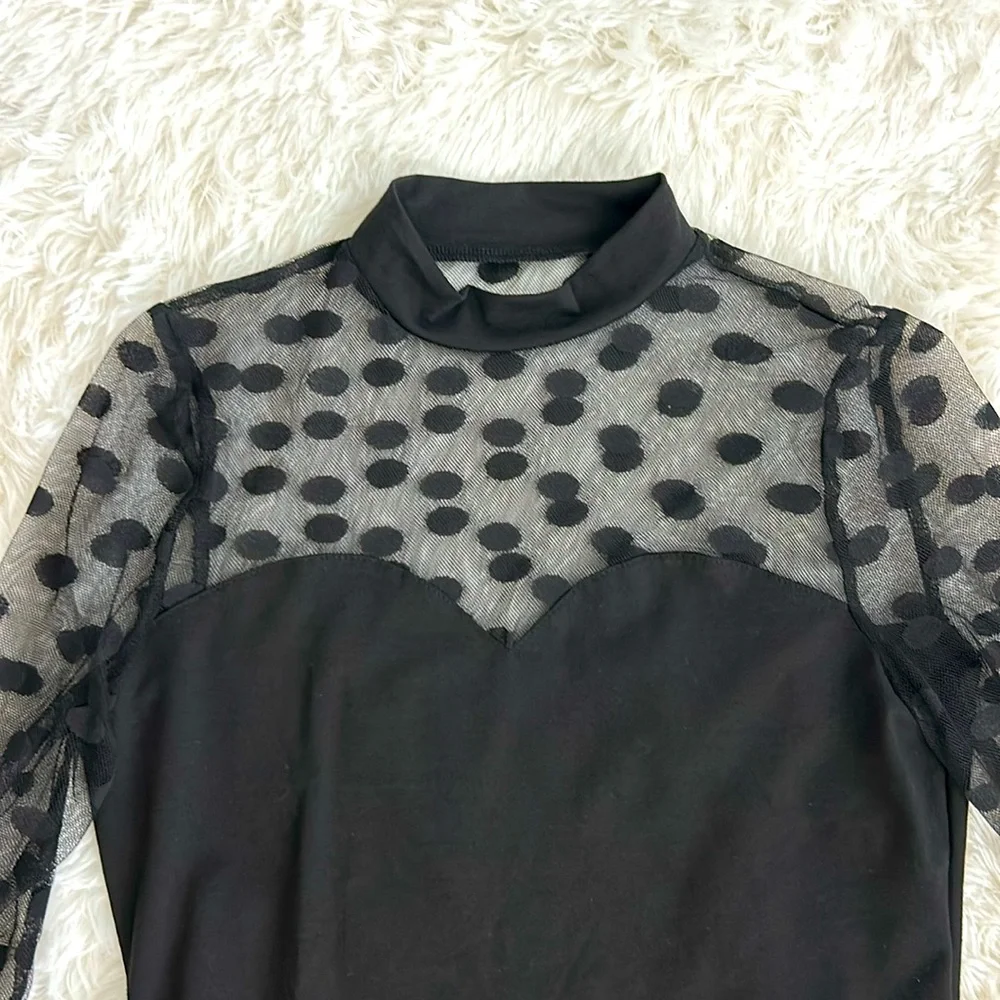 Sheer Polka Dot Crop Top - Picture 2 of 3